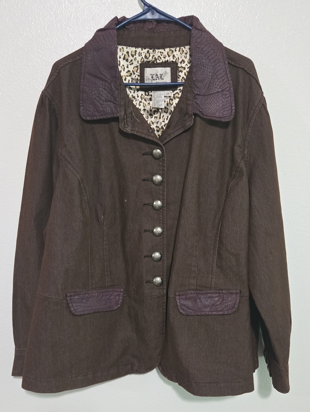 Live a Little Chocolate Brown Jacket with Deep Plum Trim